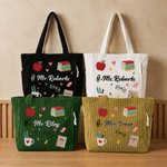 Personalized Teaching Elements Text Large Capacity Corduroy Tote Bag Daily Use Birthday Back to School Appreciation Week Gift for Teacher
