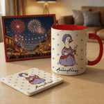 Personalized Cartoon Highland Cow Goose Name 11 oz 15 oz Ceramic Mug with Coaster Daily Use American Independence Day Gift for Americans