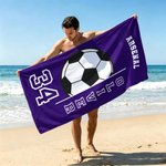 Asciugamano da spiaggia personalizzato con nome, numero e nome della squadra Compleanno, festa estiva in spiaggia per gli amanti dello sport, famiglia e amici.