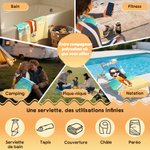 Serviette de plage personnalisée avec nom et personnage de dessin animé - Cadeau de vacances pour toute la famille