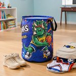 Personalized Graffiti Basketball Dinosaur Large Waterproof Name Number Laundry Storage Basket with Handle Daily Use Birthday Gift for Boy