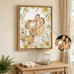 Personalized Watercolour Birth Flower Wedding Photo Canvas Prints Bedroom Decor Ship from USA Wedding Anniversary Gift for Couples Newlyweds