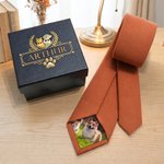 Personalized Pet Photo Patch Tie with Name and Gift Box Birthday Anniversary Father's Day Gift for Man Pet Lover