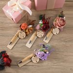 Set de stylo à bille en bois personnalisé avec texte gravé - Étiquette ronde au choix - Cadeau d'anniversaire mariage pour amis demoiselle d'honneur