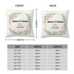Personalised Faux Embroidered Print Wedding Rings Soft Cushion Cover with Name and Date Wedding Anniversary Gift for Couples Newlyweds