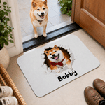 Personalised Pet Photo Bursting through the Wall Non-Slip Door Mat with Name Daily Use Housewarming Birthday Gift for Pet Lover