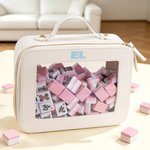 Personlig bärbar Mahjong-väska i PU-läder med färgglatt monogram Mahjong-tillbehör Inflyttningsgåva för Mahjong-älskare Spelare