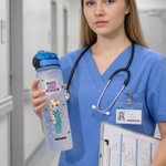 Personalised Nurse Daily Affirmations 32oz Water Bottle Scale Line Design Water Tracker Bottle Medical Graduate Accessory Nurse Week Appreciation Gift