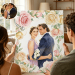 Personalized Watercolour Birth Flower Wedding Photo Canvas Prints Bedroom Decor Ship from USA Wedding Anniversary Gift for Couples Newlyweds