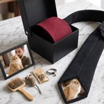 Personalized Pet Photo Patch Tie with Name and Gift Box Birthday Anniversary Father's Day Gift for Man Pet Lover