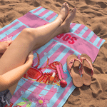 Personalized Funny Tropical Flamingo Quick Dry Oversized Beach Towel with Name Beach Party Birthday Gift for Women Girls