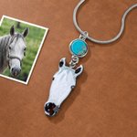 Personalised Hand-Drawn Horse or Mule Face Photo Necklace with Decoration Dainty Jewellery Birthday Anniversary Gift for Horse Lovers