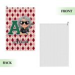 Personalised Cartoon Character Soft Golf Towel with Name Initial and Carabiner Daily Use Birthday Father's Day for Golfer Dad Family