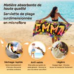 Serviette de plage personnalisée avec nom de style graffiti - Cadeau d'anniversaire voyage sport pour les enfants et la famille