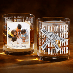 Personalized Fist Bump Photo 10 oz Rock Whiskey Glass with Text Name and Title Father's Day Birthday Gift for Dad Grandfather