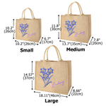 Personalisierte, farbenfrohe Jute-Tragetasche mit Geburtsstein und Geburtsblume, groß, mit Namen – unverzichtbar für den Alltag und auf Reisen, ein Geburtstagsgeschenk für Frauen und Mädchen