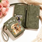 Personalised Birth Flower Pet Photo Foldable PU Leather Wallet with Name Daily Use Birthday Gift for Pet Lovers Owners