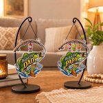 Personalised Fishing Rod Pattern Acrylic Hanging Ornament with 1-8 Names and Title Home Decor Father's Day Birthday Gift for Dad Husband Friend