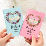 Personalised Heart-Shaped Birth Flower Swan Wedding Vow Books with Name and Date Bridal Shower Party Wedding Gift for Newlyweds