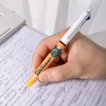 Personalized Birth Flower Bouquet 3-In-1 Glitter Ballpoint Pen with Name Daily Use Birthday Gift for Officers Students
