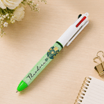 Personalized Birth Flower Bouquet 3-In-1 Glitter Ballpoint Pen with Name Daily Use Birthday Gift for Officers Students