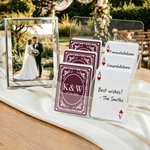 Personalized Floral Frame Initial Date Memorable Playing Card with Box Wedding Anniversary Gift for Couple Newlyweds