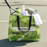 Personalised Tennis Racket Ball Large Capacity Tote Bag with Name Tennis Match Birthday Gift for Tennis Lovers Players
