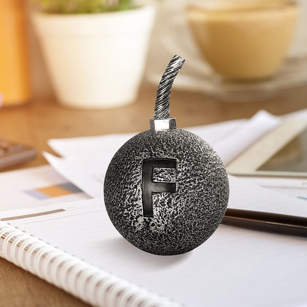 Personalized Vintage Engraved Initial Funny Bomb Paperweight Desk Accessory Home Work Office Decor Gift for Co-Worker Friend