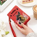 Personalised Birth Flower Pet Photo Foldable PU Leather Wallet with Name Daily Use Birthday Gift for Pet Lovers Owners
