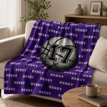 Henkilökohtainen jalkapallo koripallo pesäpallo urheilu pehmeä heittää peitto nimi ja numero Home Decor Game Day Team lahja urheilufani