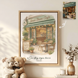 Personalized Watercolour Dating Location Photo Canvas Prints with Text and Date Ship from USA Wedding Party Gift for Couples Newlyweds