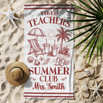 Personalised Tired Teachers Summer Club Quick Dry Beach Towel with Name and Drawing Bag Summer Vacation Teacher's Day Gift for Women Teachers