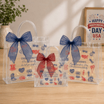 Personalized Lady Liberty Transparent Gift Bag with Text 4th of July Independence Day Party Gift for Family Friends