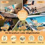 Personalisiertes Strandtuch mit 3D-Cartoon-Charakter | mit Namen | Turnbeutel optional | Reiseaccessoire | Geburtstagsgeschenk für Frauen und Männer