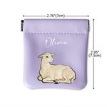Personalized Cross Lamb Dove PU Leather Rosary Pouch Storage Bag with Name Communion Baptism Religious Gift for Christians