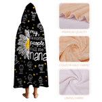 Personalised 1-16 Cartoon Line Art Kids Soft Cosy Hooded Blanket with Names Daily Use Mother's Day Birthday Gift for Gran Mum