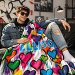 Individuell gestaltete, farbenfrohe Sherpa-Fleece-Decke mit Graffiti-Herz-Muster – weich und warm, mit Namen – Wohnaccessoire und Geburtstagsgeschenk für Männer und Frauen