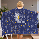 Personalised 1-16 Cartoon Line Art Kids Soft Cosy Hooded Blanket with Names Daily Use Mother's Day Birthday Gift for Gran Mum