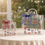 Personalized Lady Liberty Transparent Gift Bag with Text 4th of July Independence Day Party Gift for Family Friends