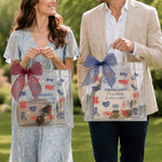 Personalized Lady Liberty Transparent Gift Bag with Text 4th of July Independence Day Party Gift for Family Friends