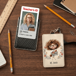 Personalized Cartoon Teacher Character PU Leather Card Holder with Text Back to School Teacher's Day Appreciation Gift for Teachers
