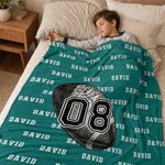 Henkilökohtainen jalkapallo koripallo pesäpallo urheilu pehmeä heittää peitto nimi ja numero Home Decor Game Day Team lahja urheilufani