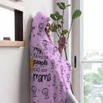 Personalised 1-16 Cartoon Line Art Kids Soft Cosy Hooded Blanket with Names Daily Use Mother's Day Birthday Gift for Gran Mum