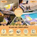 Telo mare oversize personalizzato con nome, numero e silhouette di giocatori di basket - Regalo estivo per appassionati di basket