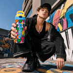 Personalized Graffiti Heart Name 12 oz Insulated Water Bottle with Straw and Spill-Proof Lid Back to School Birthday Gift for Students Kids