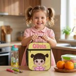 Personlig isolert matpakkebag med tegneseriefigur for barn, med navn – perfekt til hverdagsbruk, skolebruk og bursdagsgave til barn og elever