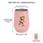 Personlig, flerfärgad sport-nalle i form av en 10 oz-termosmugg med dubbla handtag och namn – perfekt som present till babyshower eller födelsedag för spädbarn