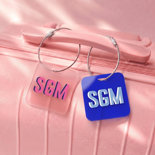 Personalized Double-Colour Shadow Monogram Acrylic Luggage Tag Daily Use Adventure Travel Honeymoon Gift for Traveler Friend Family