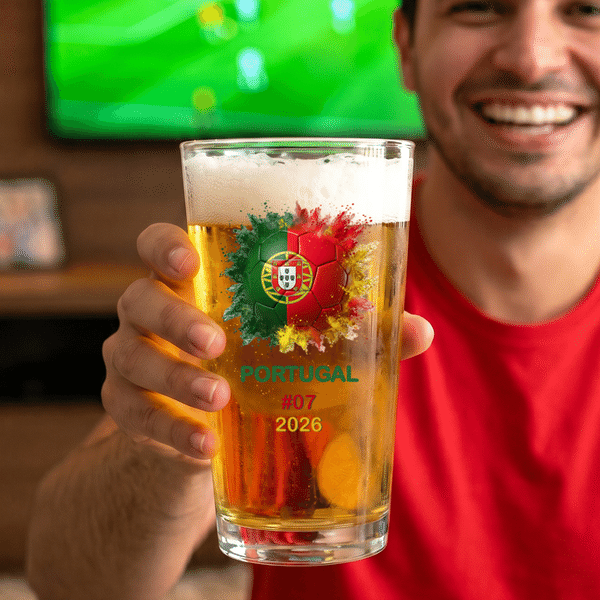 Personalised 2026 World Cup Themed 16 oz Beer Glass with Text Bar Party Game Father's Day Birthday Gift for Soccer Loving Dads