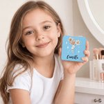 Personalised Birthstone Birth Flower Cartoon Girl Compact Heart Round Square Makeup Mirror with Name Portable Birthday Wedding Party Gift for Women
